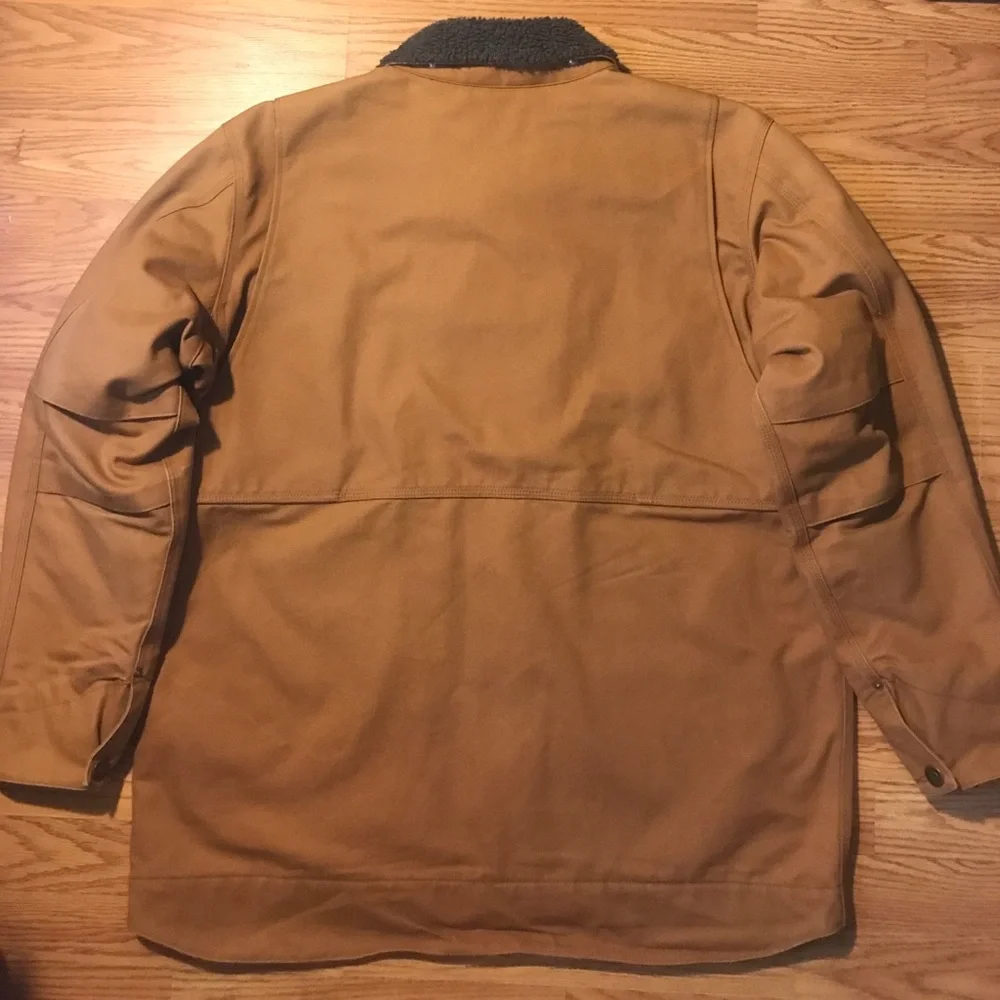 Carhartt Sherpa Lined Full Swing Jacket Mens L Button Up Light Beige Tan Canvas - Picture 2 of 12